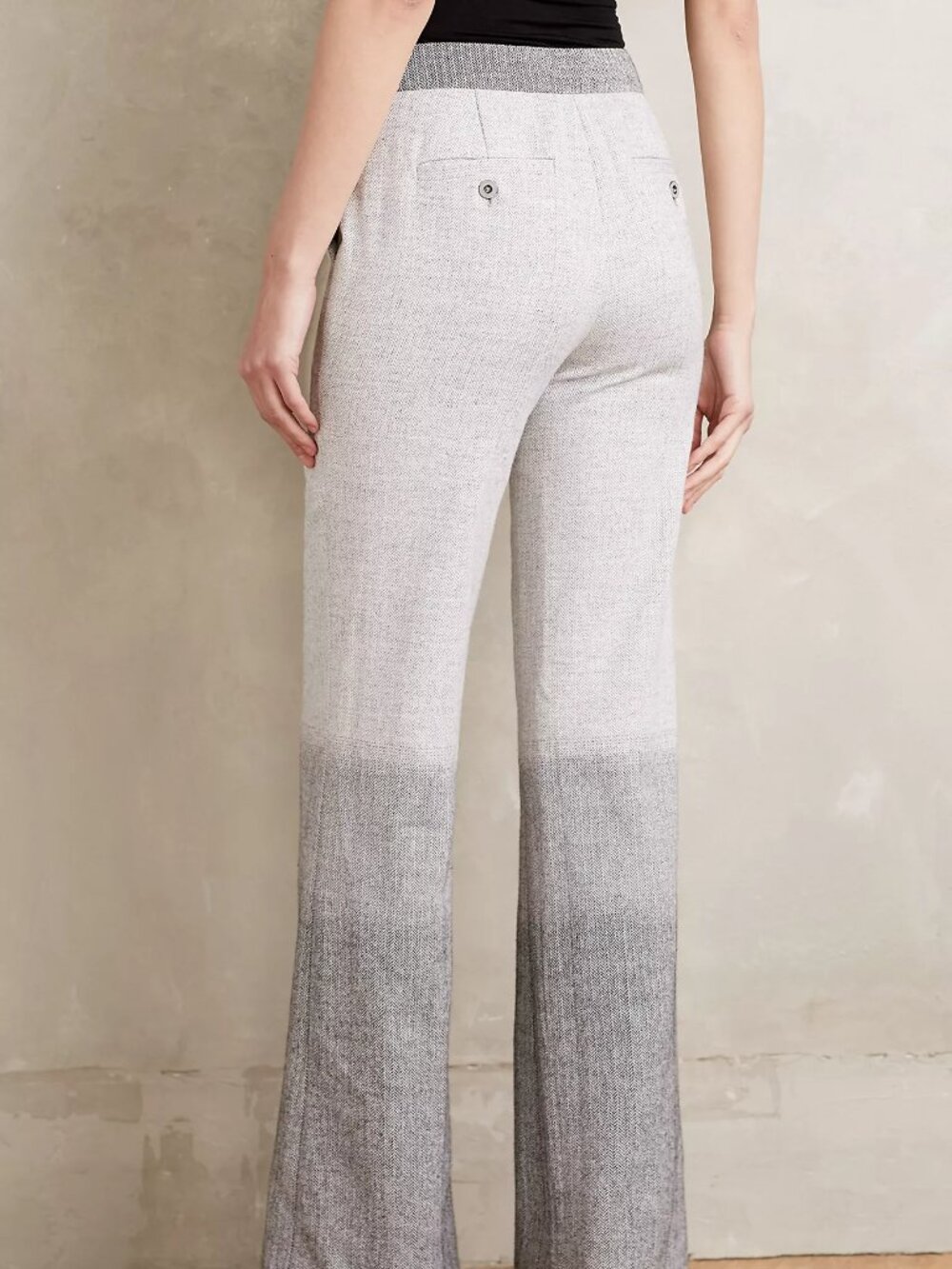 Anthropologie Elevenses Gray Ombre Flare Trouser Pants 12 Wool Blend High Rise - Picture 3 of 11